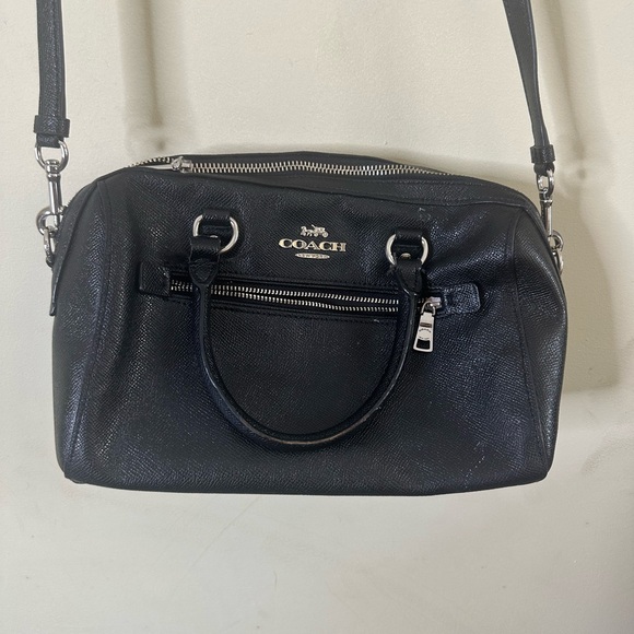 Coach Handbags - Coach Leather Micro Rowan Satchel Handbag Crossbody Black